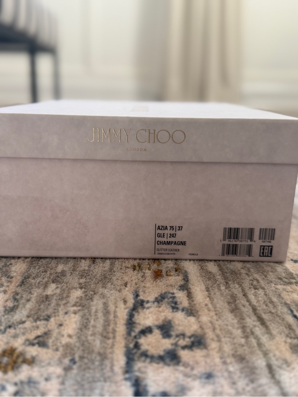 Jimmy Choo Azia Champagne Glitter Leather Sandals - Picture 7 of 10
